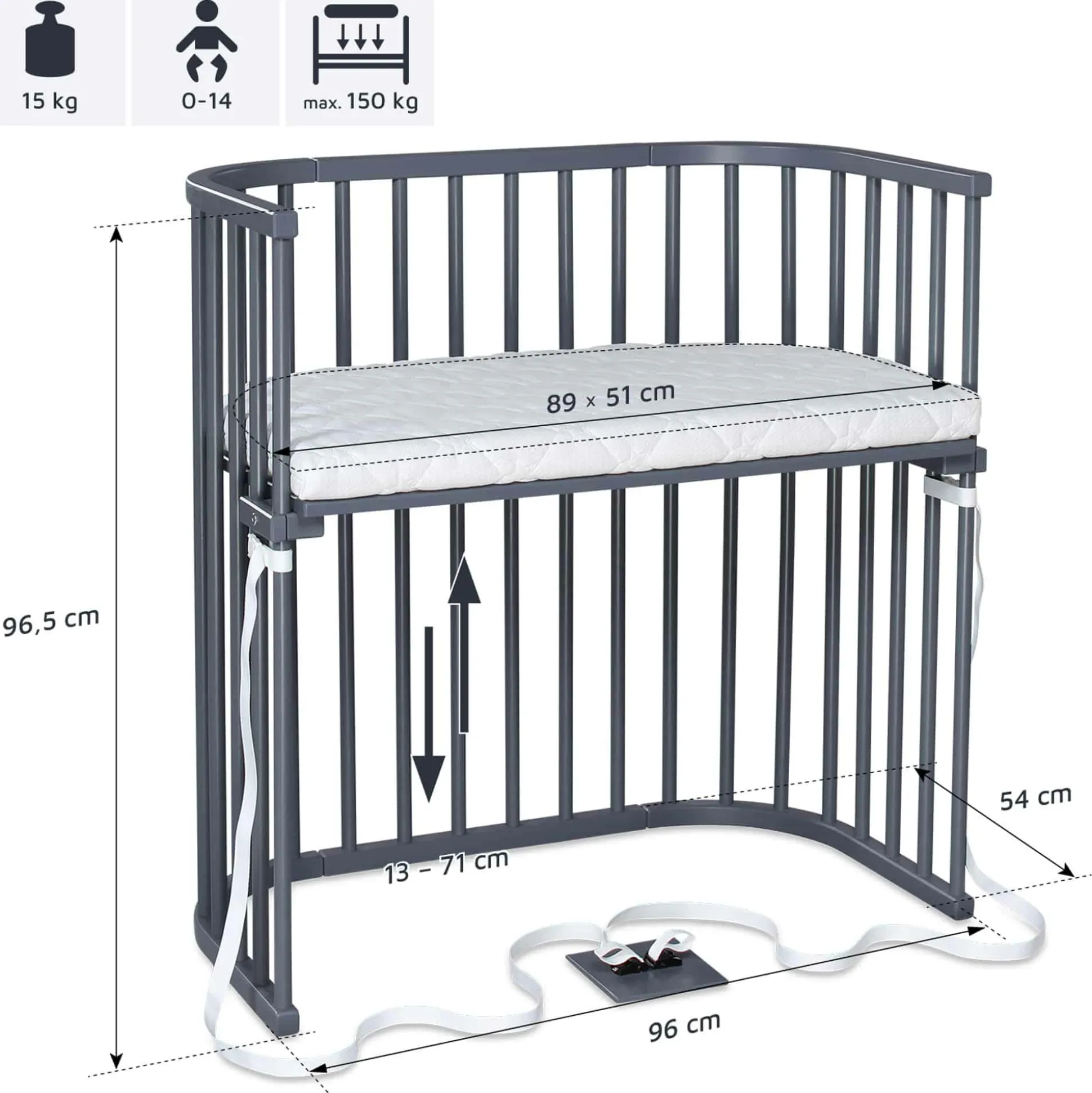 babybay Boxspring schiefergrau