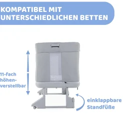 Beistellbett NEXT2ME Forever Ash Grey