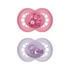 Beruhigungssauger Original matt Silikon 6-16 Monate 2 Stück Reh/Vogel