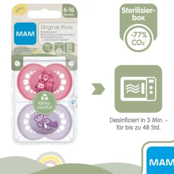 Beruhigungssauger Original matt Silikon 6-16 Monate 2 Stück Reh/Vogel