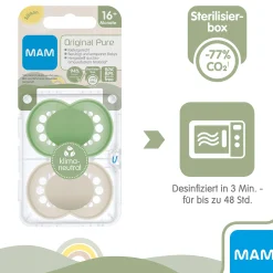 Beruhigungssauger Original matt plain Silikon ab 16 Monate 2 Stück grün/beige