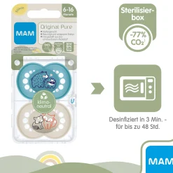 Beruhigungssauger Original matt Silikon 6-16 Monate 2 Stück Bär/Fuchs