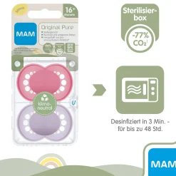 Beruhigungssauger Original matt plain Silikon ab 16 Monate 2 Stück pink/lila