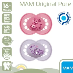 Beruhigungssauger Original matt Silikon ab 16 Monate Reh/Vogel