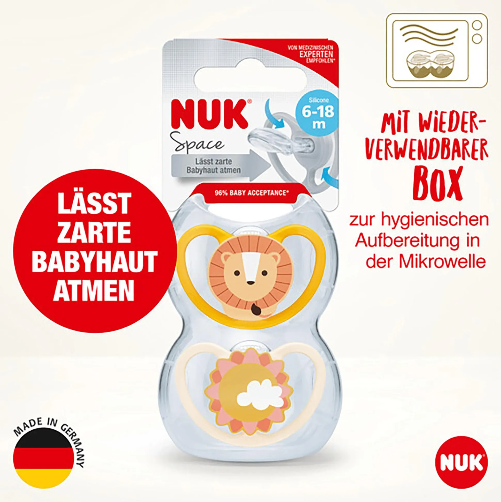 Beruhigungssauger Space 6-18 Monate Löwe