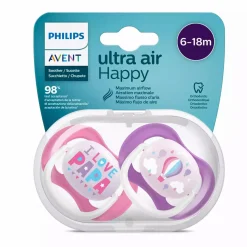 Beruhigungssauger Ultra Air 6-18 Monate Happy Girl - Papa Ballon SCF080/04