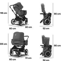 Donkey 5 Mono-Kinderwagen, erweiterbar, Grey Melange