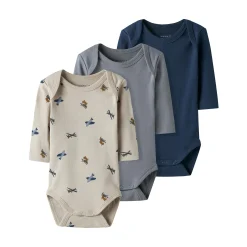 3er Pack Langarmbodys Flugzeuge