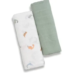 2er Set Pucktücher Dino 120 x 120 cm