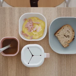 3er Set Silikon-Schüssel Velvet Grau/Cotton/Hellrosa