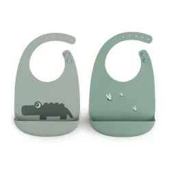 2er-Set Silikon Lätzchen Croco