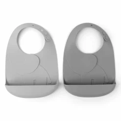 2er-Set Silikon-Lätzchen Peekaboo Elphee Grau