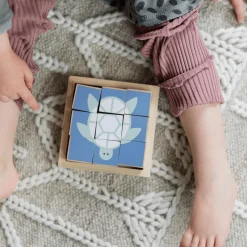 Holzwürfel-Puzzle Tiere