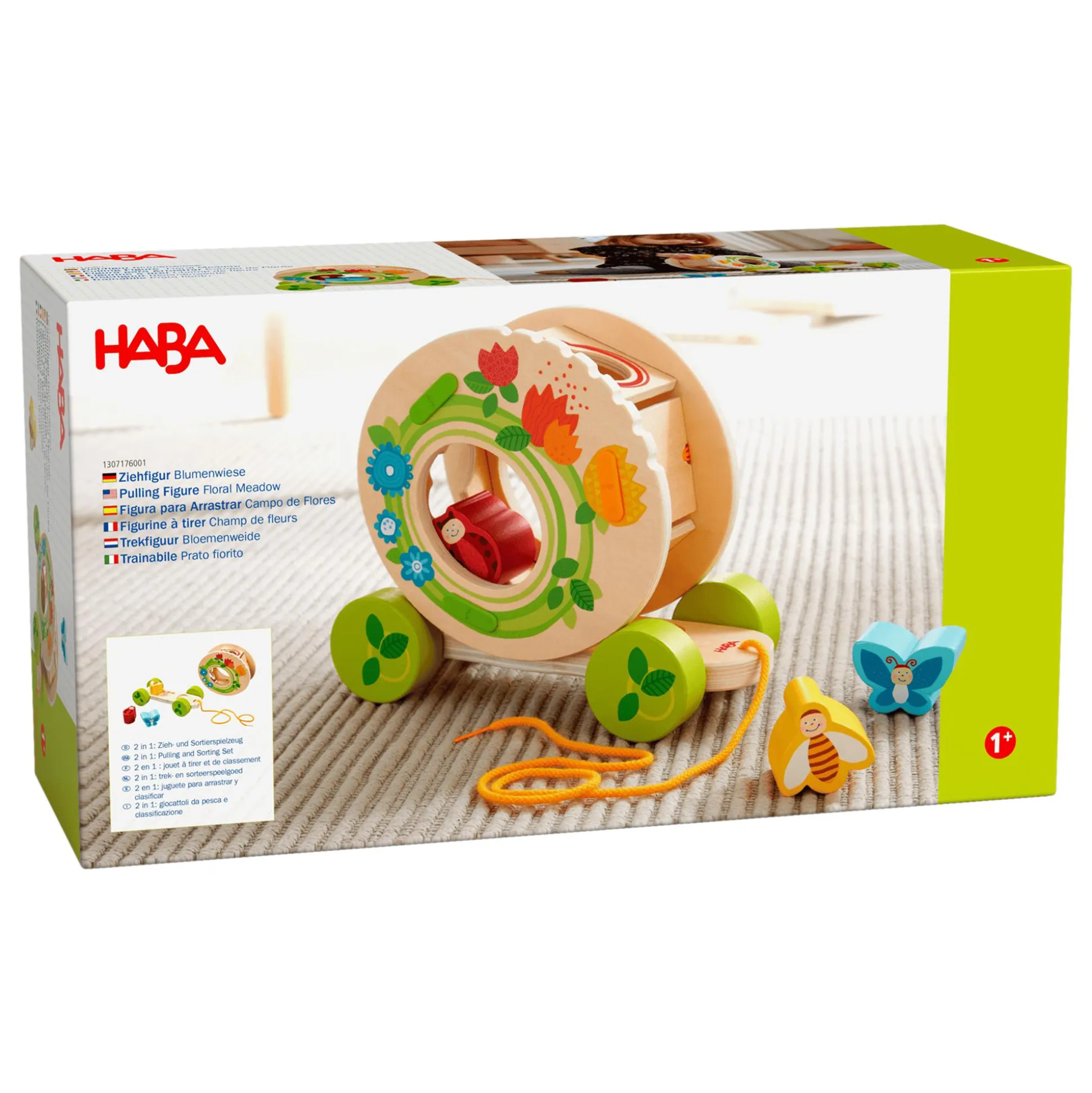 2-in-1 Ziehfigur und Sortierbox Blumenwiese