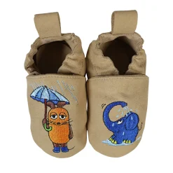 Krabbelschuhe RecyStep Maus und Elefant im Regen