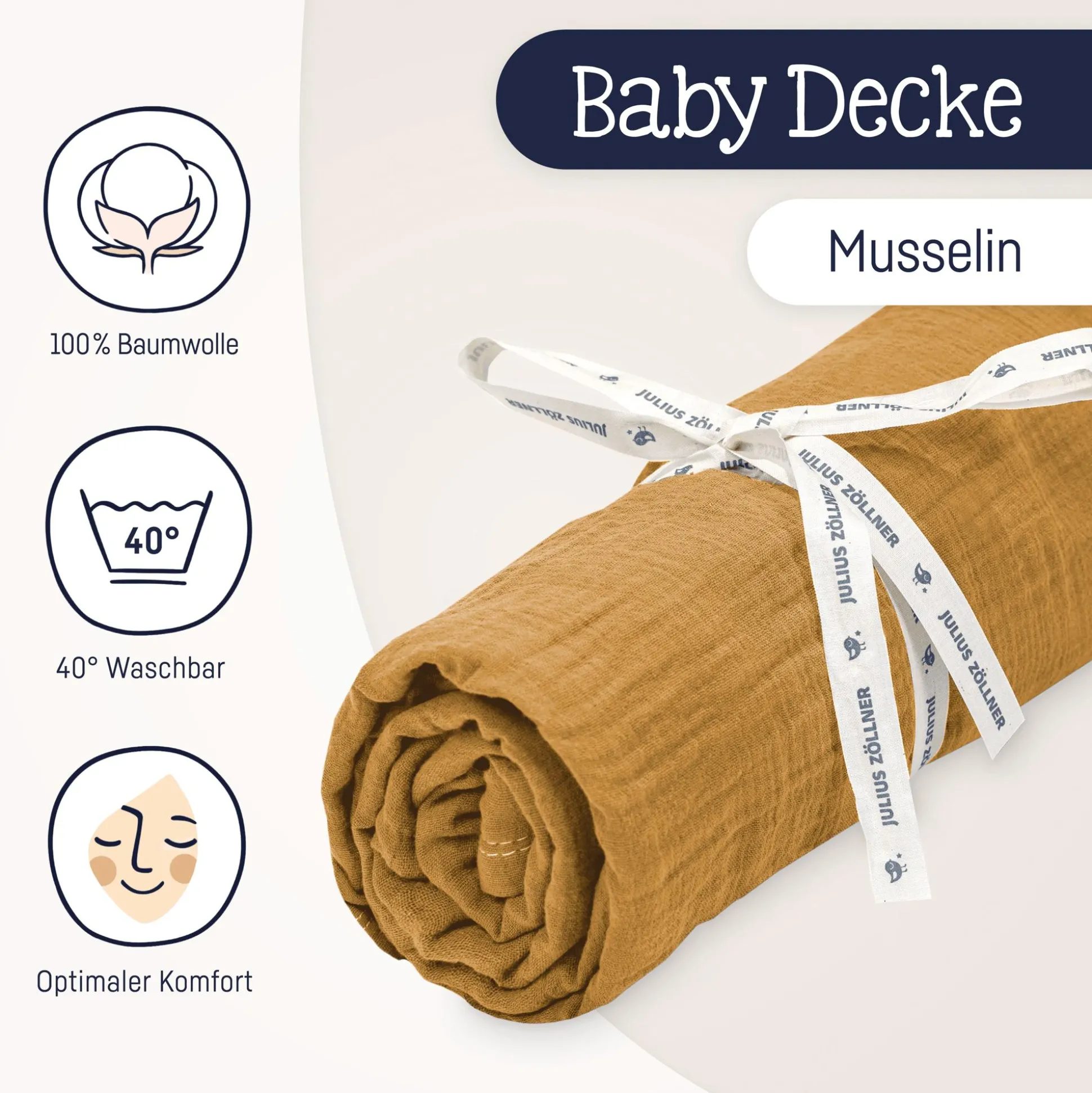 Kuscheldecke aus Baumwollmusselin Zimt