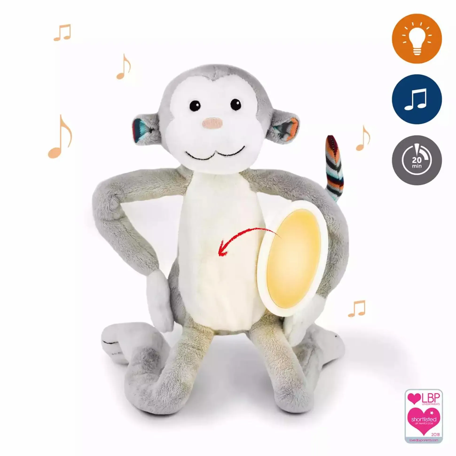 Kuscheltier-Nachtlicht Max der Affe