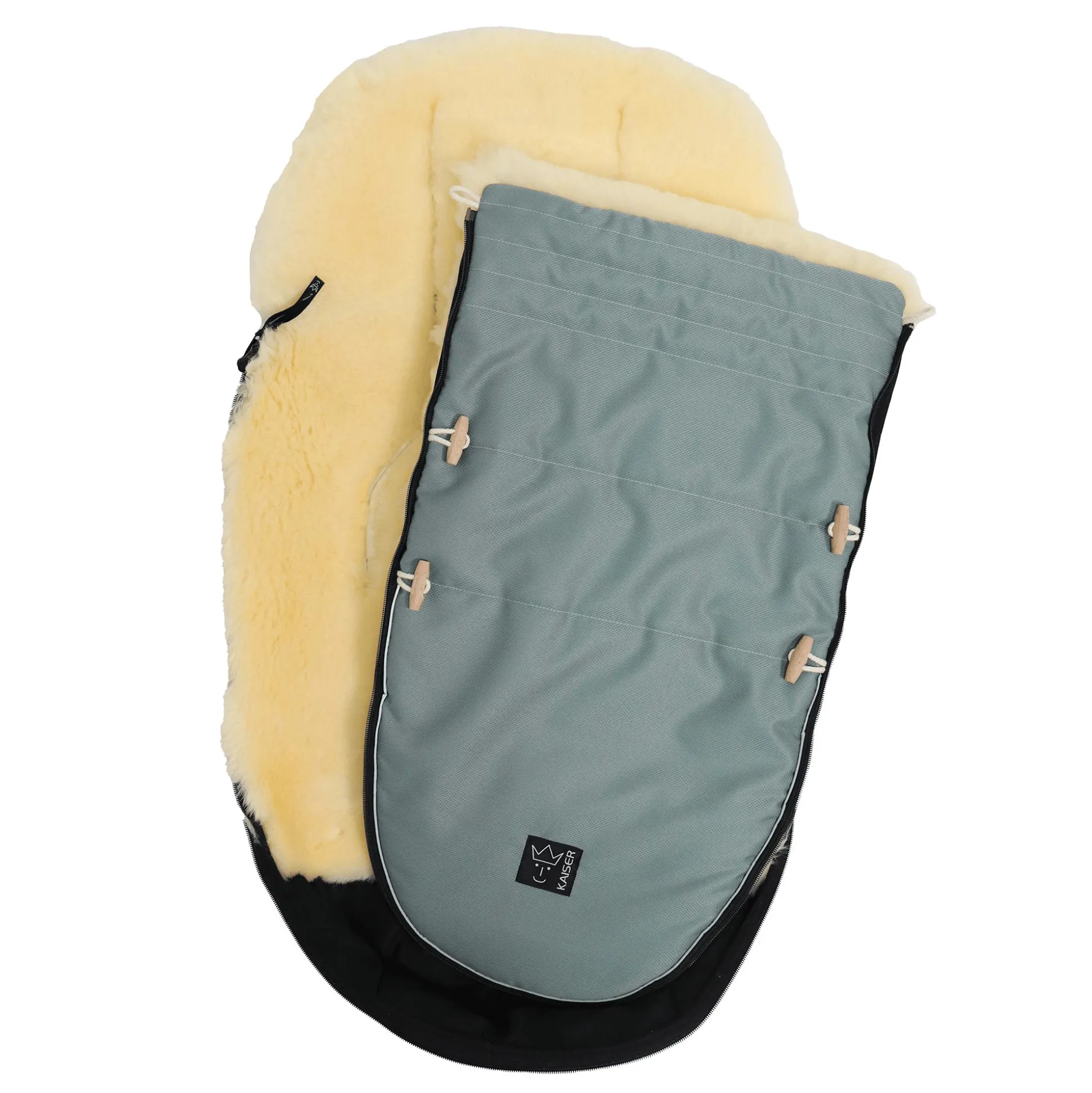 Lammfell Fußsack LOVE THE NATURE Slit Green