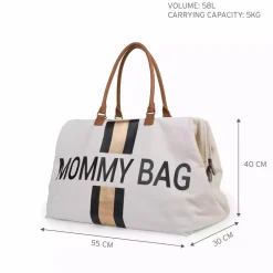 Mommy Bag Wickeltasche Canvas Off White Stripes