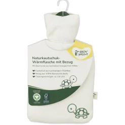 Naturkautschuk Wärmflasche klein mit Bio-Bezug
