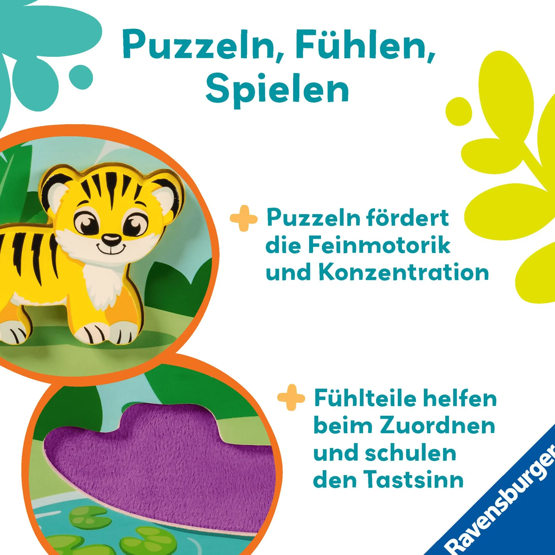 Play+ magnetisches Holz-Fühl-Puzzle: Dschungel