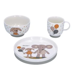 Porzellan-Geschirr-Set Elefant & Hase