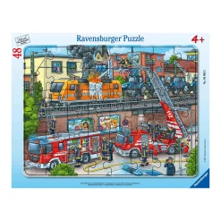 Rahmenpuzzle Feuerwehreinsatz an den Bahngleisen
