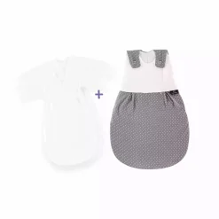 Schlafsack-Set LIEBMICH Pünktchen grau 50/56