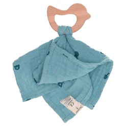 Schmusetuch mit Holz-Beißring