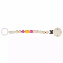 Schnullerkette Mustard/ Pink