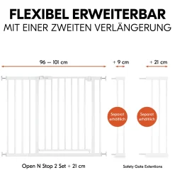 Schutzgitter-Set Open N Stop 2 mit 21 cm Verlängerung White