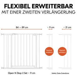 Schutzgitter-Set Open N Stop 2 mit 9 cm Verlängerung White