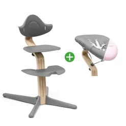 Set Nomi® Hochstuhl Buche Grey mit Newborn Set Grey Grey/Pink