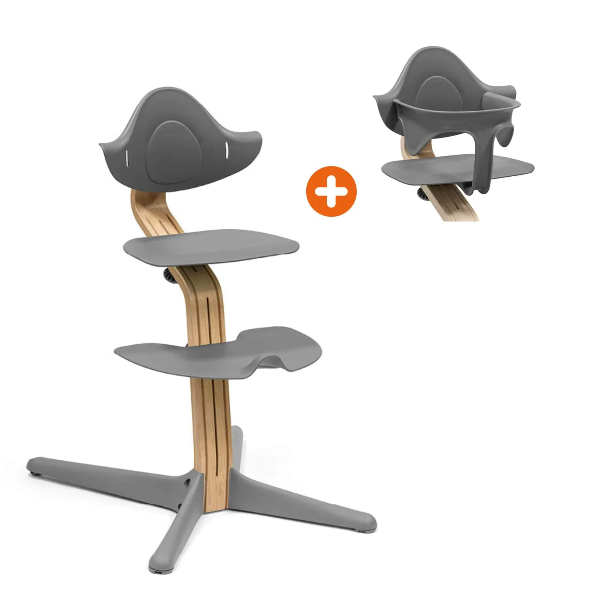 Set Nomi® Stuhl Oak Grey mit Baby Set