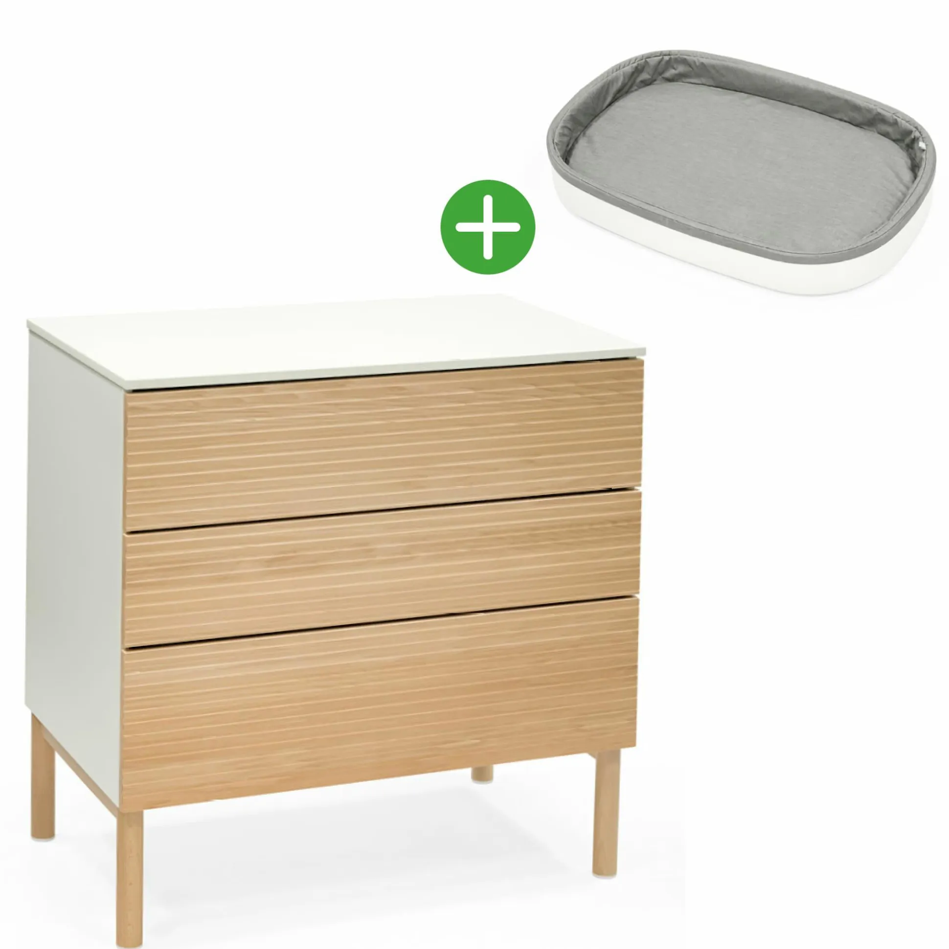 Set Sleepi™ Kommode Natural Teil 1 & 2 mit Sleepi™ Wickelaufsatz