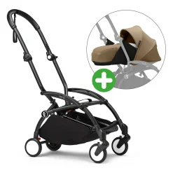 Set YOYO³ Gestell Black mit 0+ Neugeborenen-Set Toffee