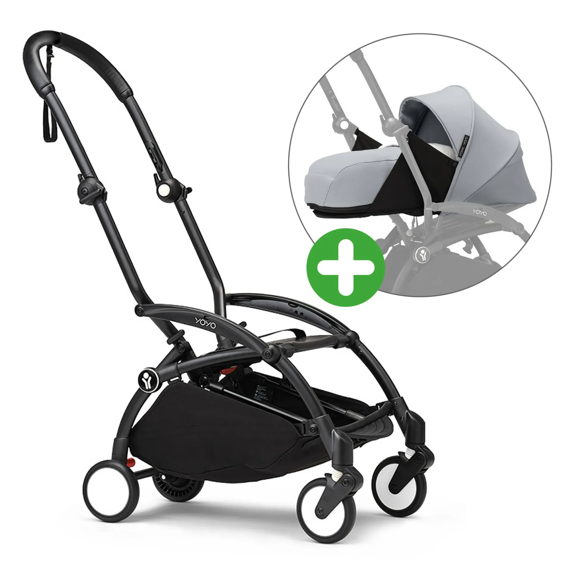 Set YOYO³ Gestell Black mit 0+ Neugeborenen-Set Stone