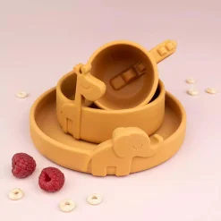 Silikon-Teller Peekaboo Elphee Senfgelb