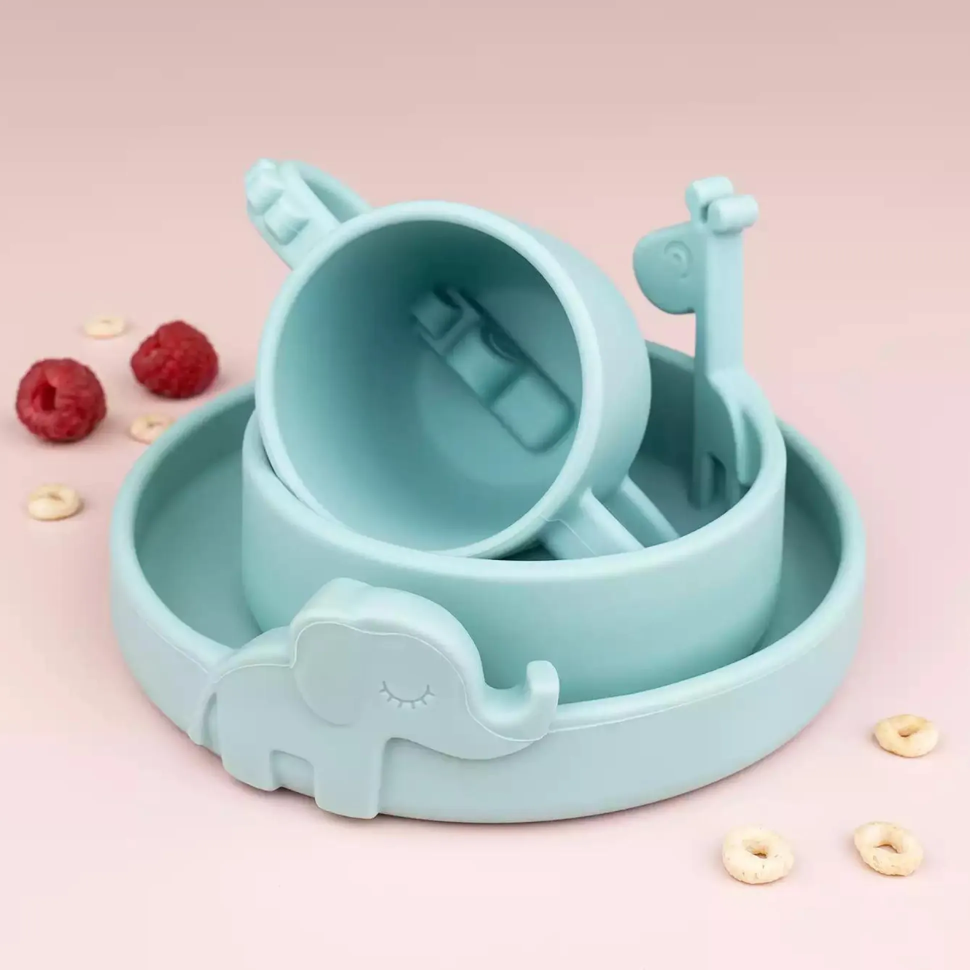 Silikon-Teller Peekaboo Elphee Blau