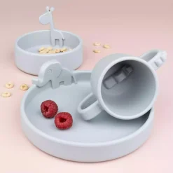 Silikon-Teller Peekaboo Elphee Grau