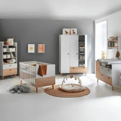 3-teiliges Babyzimmer Lovis mit Kommodenfüße 85 cm für die breite Wickelkommode