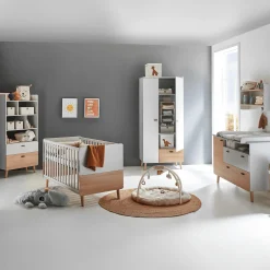 3-teiliges Babyzimmer Lovis mit Kommodenfüßen 88 cm für die breite Wickelkommode