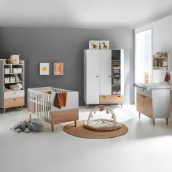 3-teiliges Babyzimmer Lovis mit Kommodenfüßen 85 cm für die schmale Wickelkommode