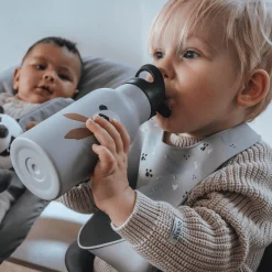 Trinkflasche Panda Grau