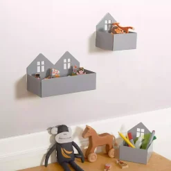 Wandregal & Box Haus Grau