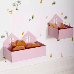 Wandregal & Box Häuser Rosa