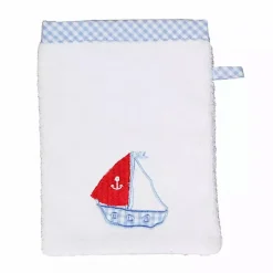 Waschhandschuh Frottee Segelboot