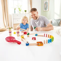 Zweispurige Murmelbahn mit Domino